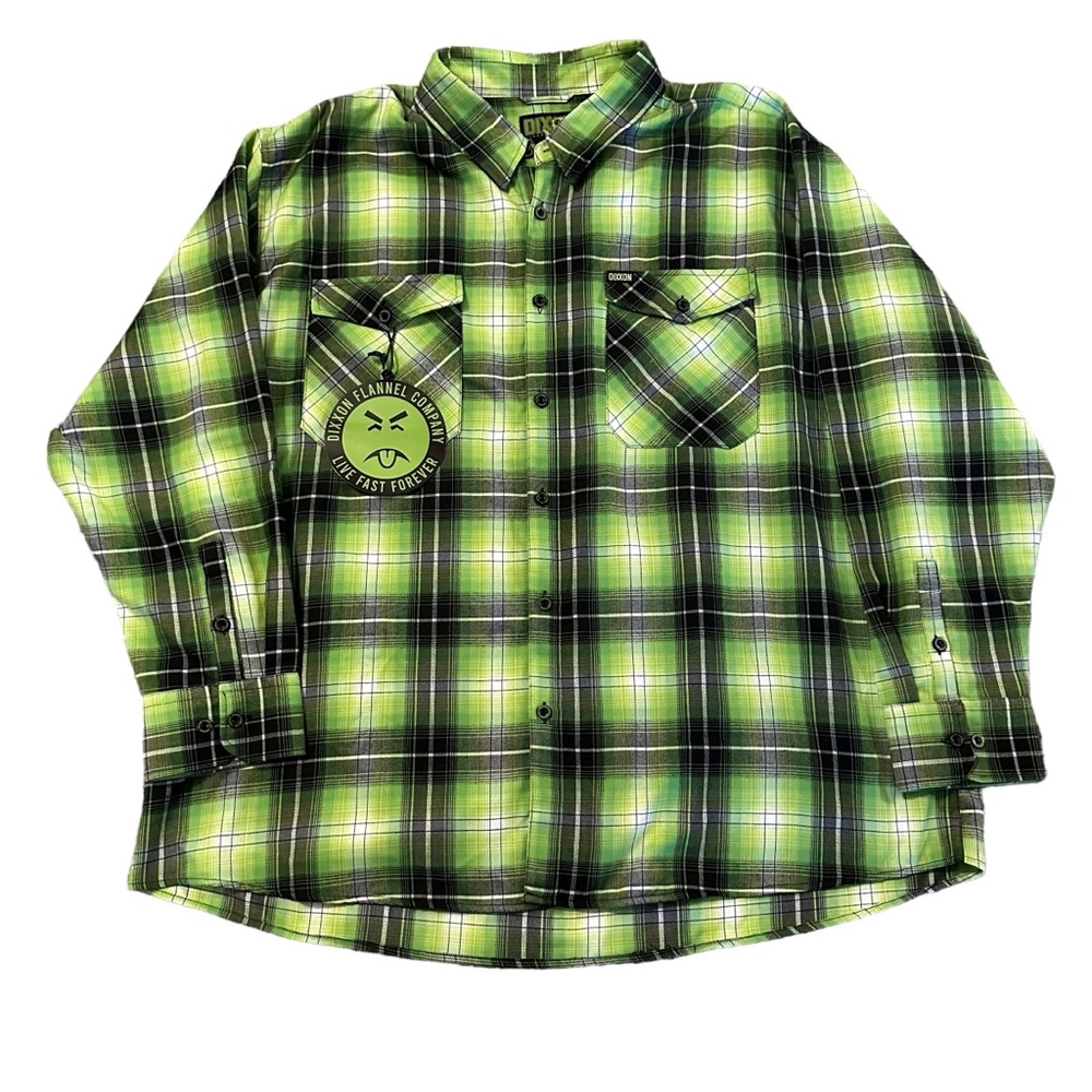 DIXXON Arsenic Men’s Long Sleeve Green & Black Flannel EUC  5 X